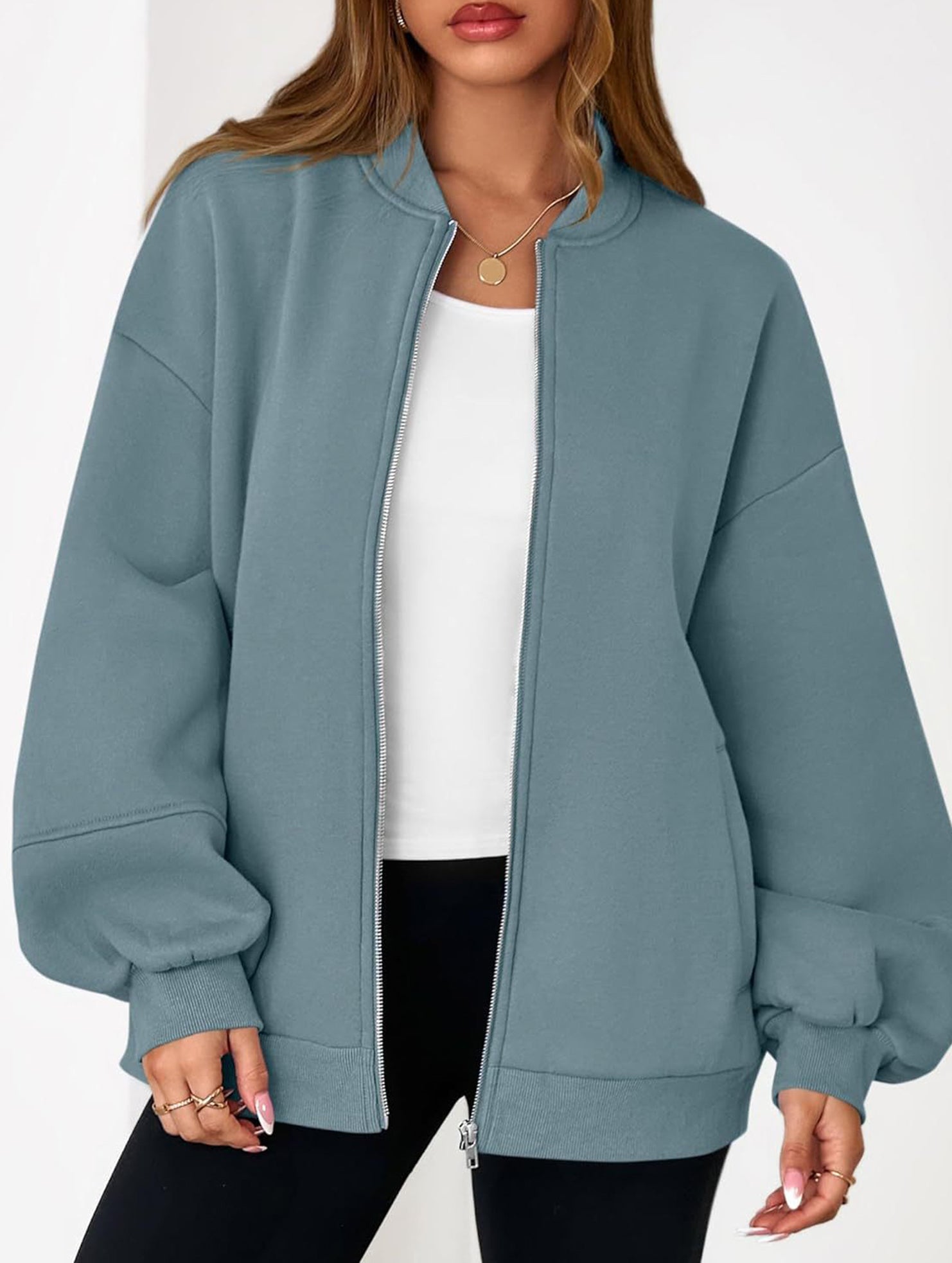 casual zip-up sweatshirt jacket
