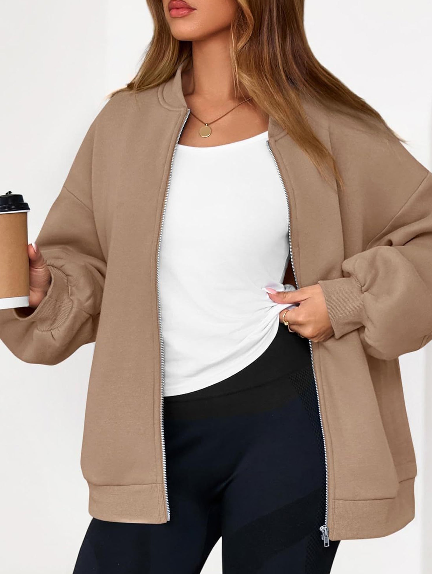 casual zip-up sweatshirt jacket