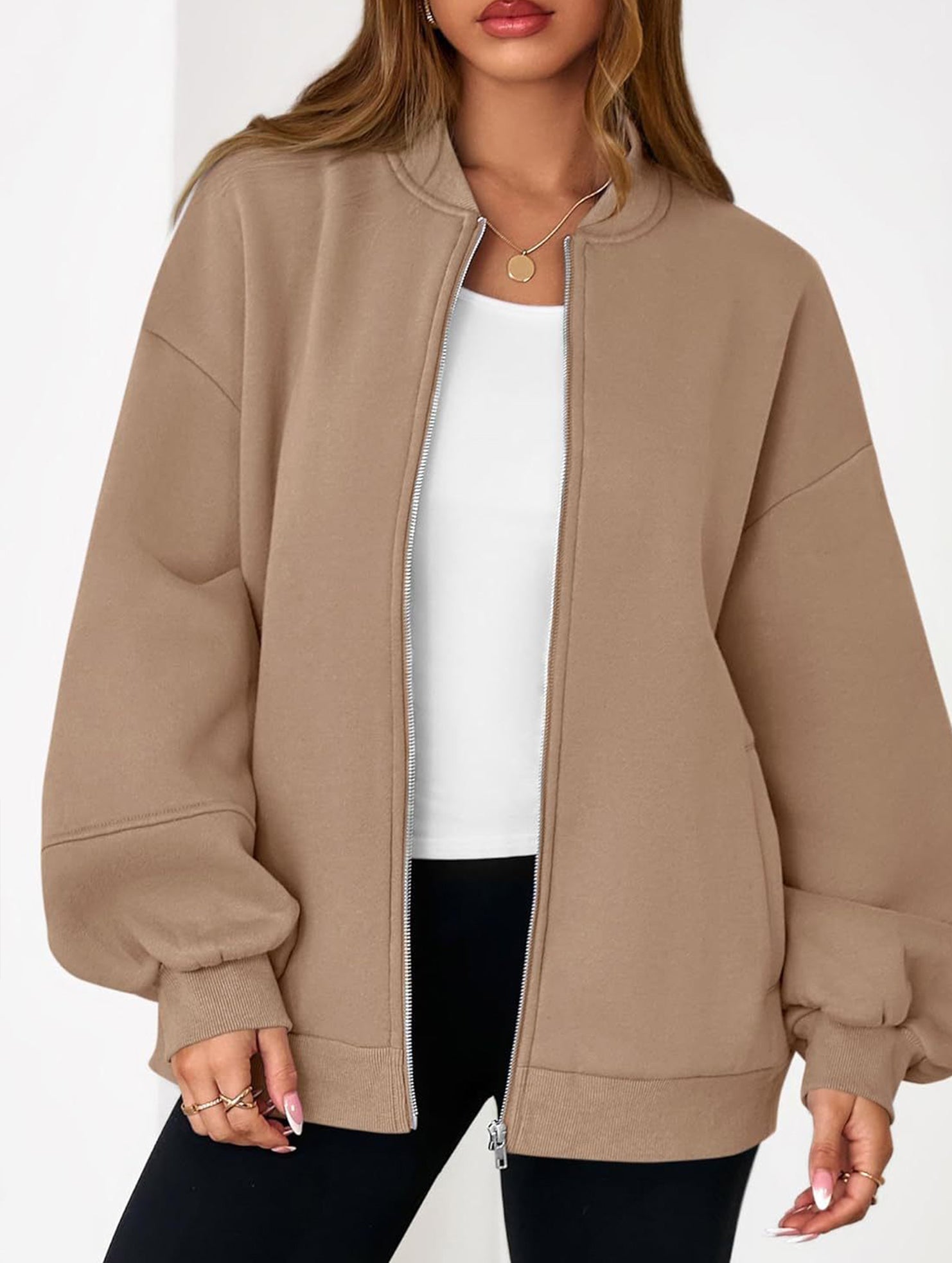 casual zip-up sweatshirt jacket