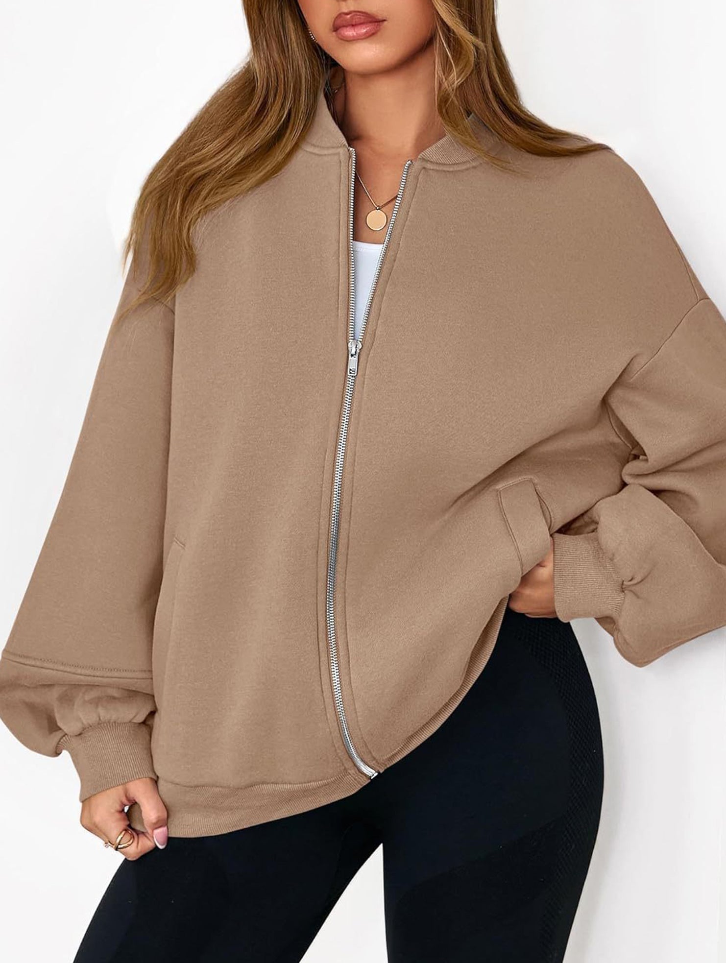 casual zip-up sweatshirt jacket