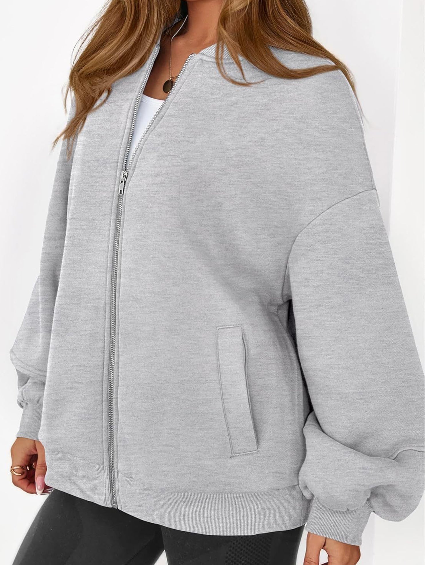 casual zip-up sweatshirt jacket