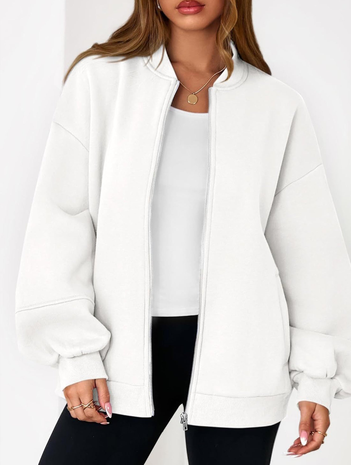 casual zip-up sweatshirt jacket