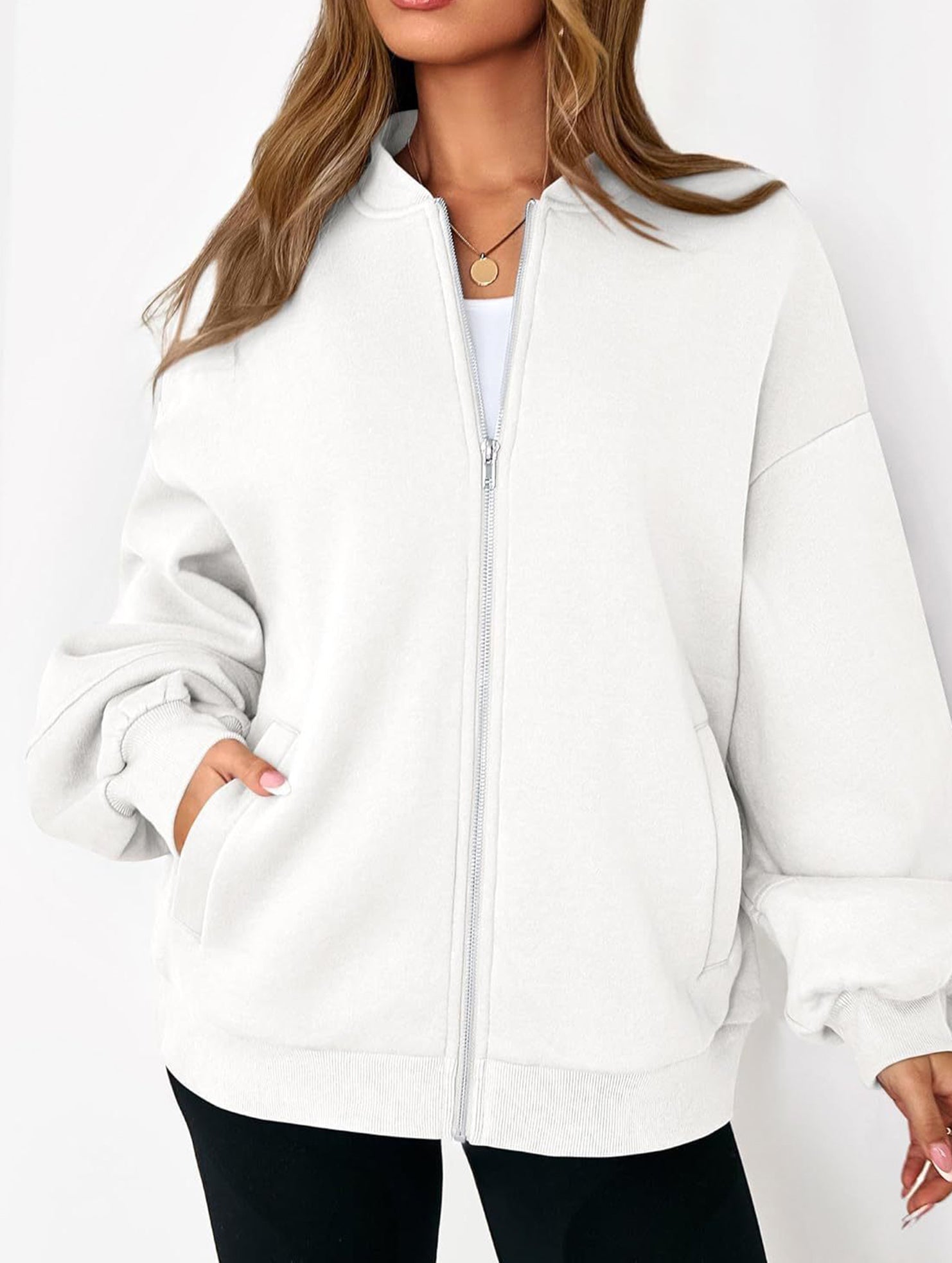 casual zip-up sweatshirt jacket