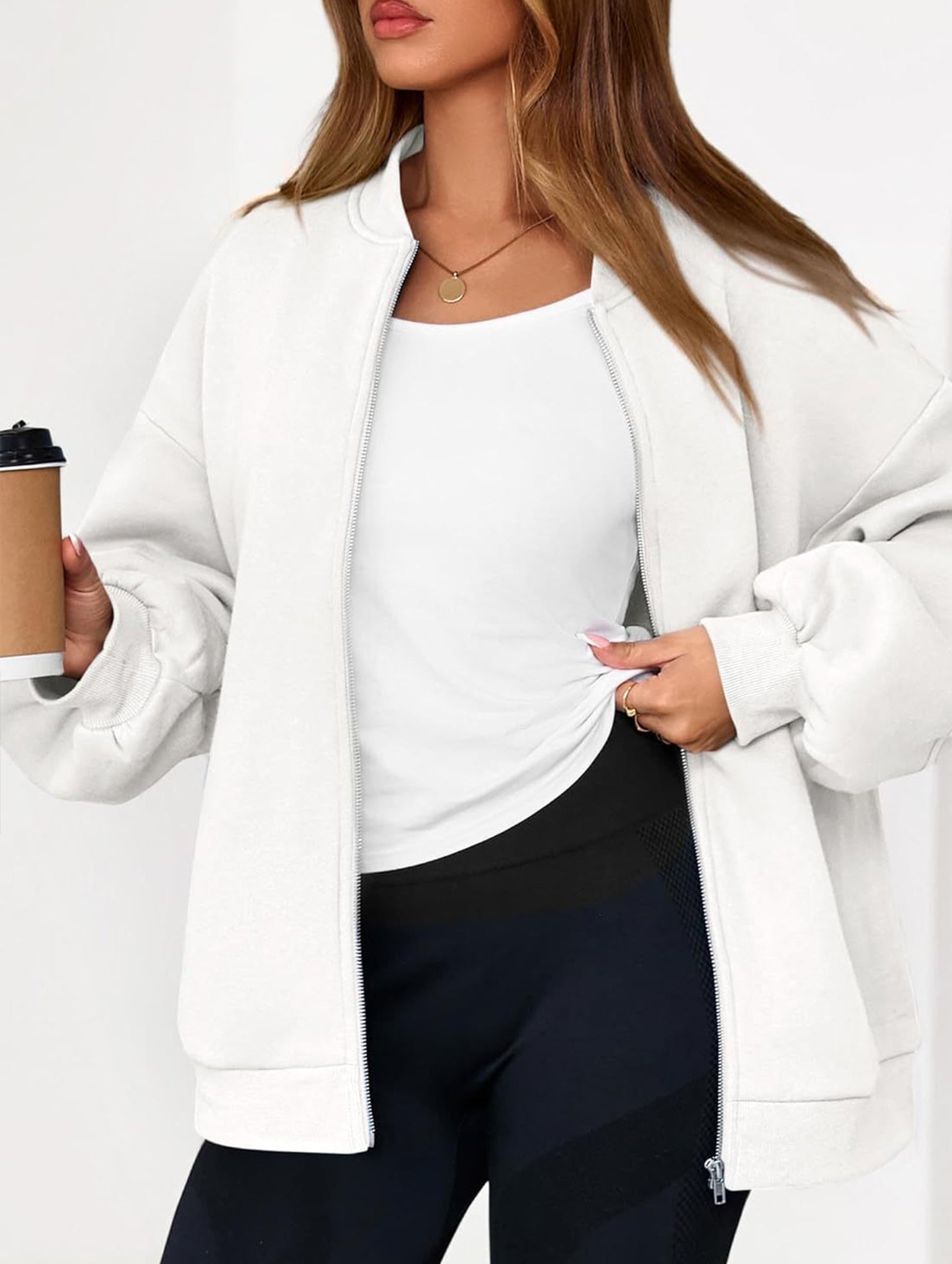 casual zip-up sweatshirt jacket