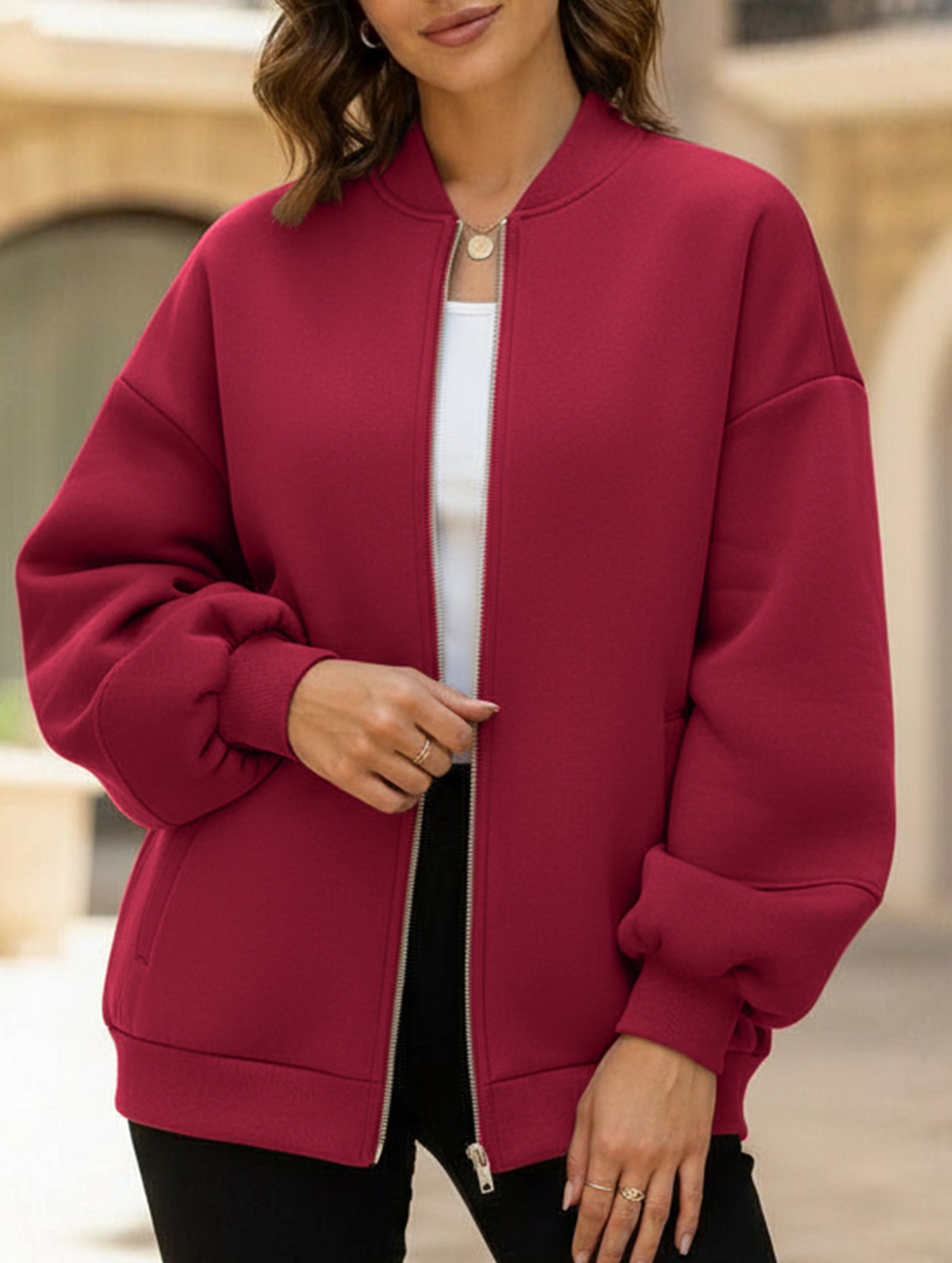 casual zip-up sweatshirt jacket