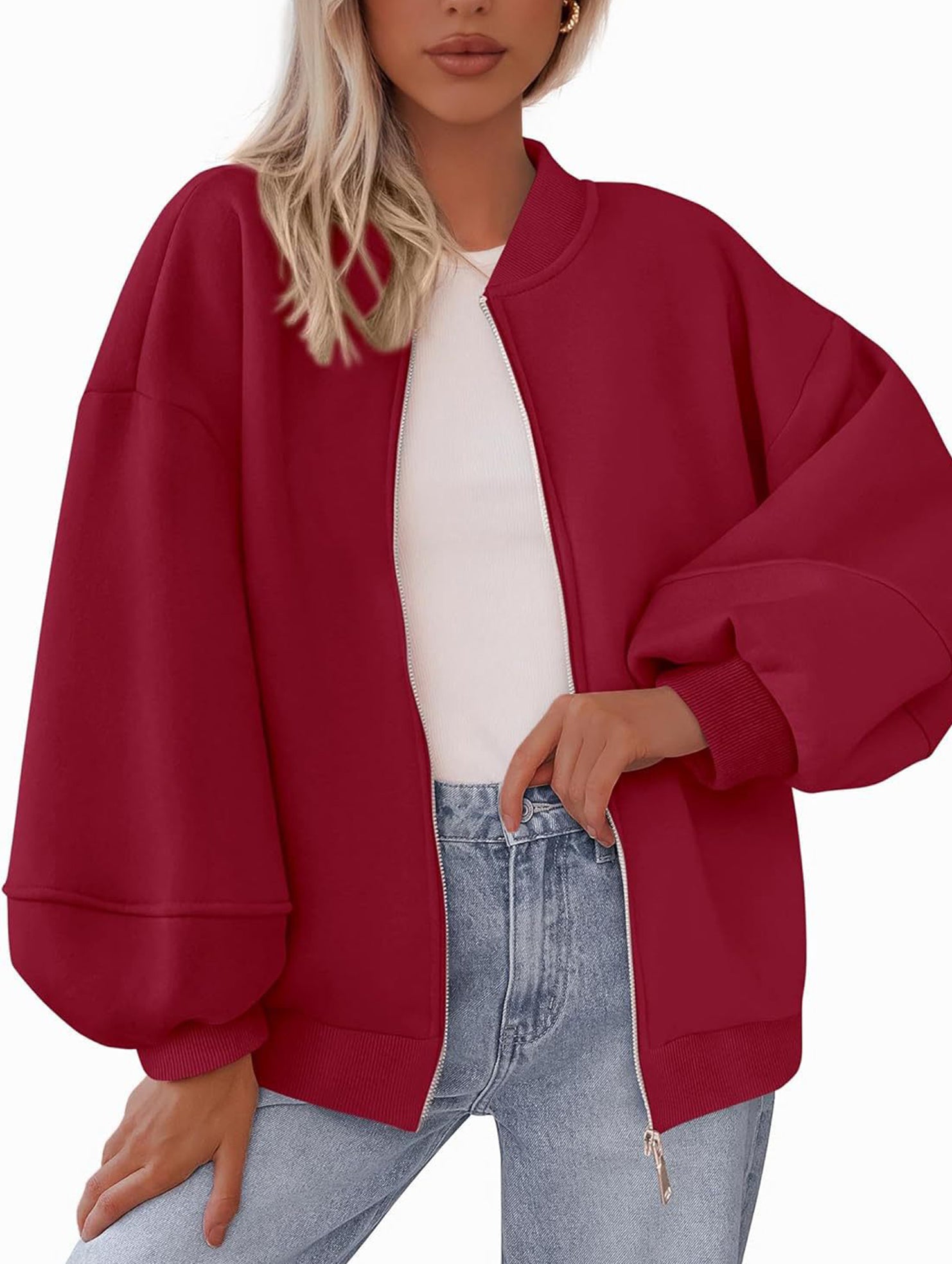 casual zip-up sweatshirt jacket