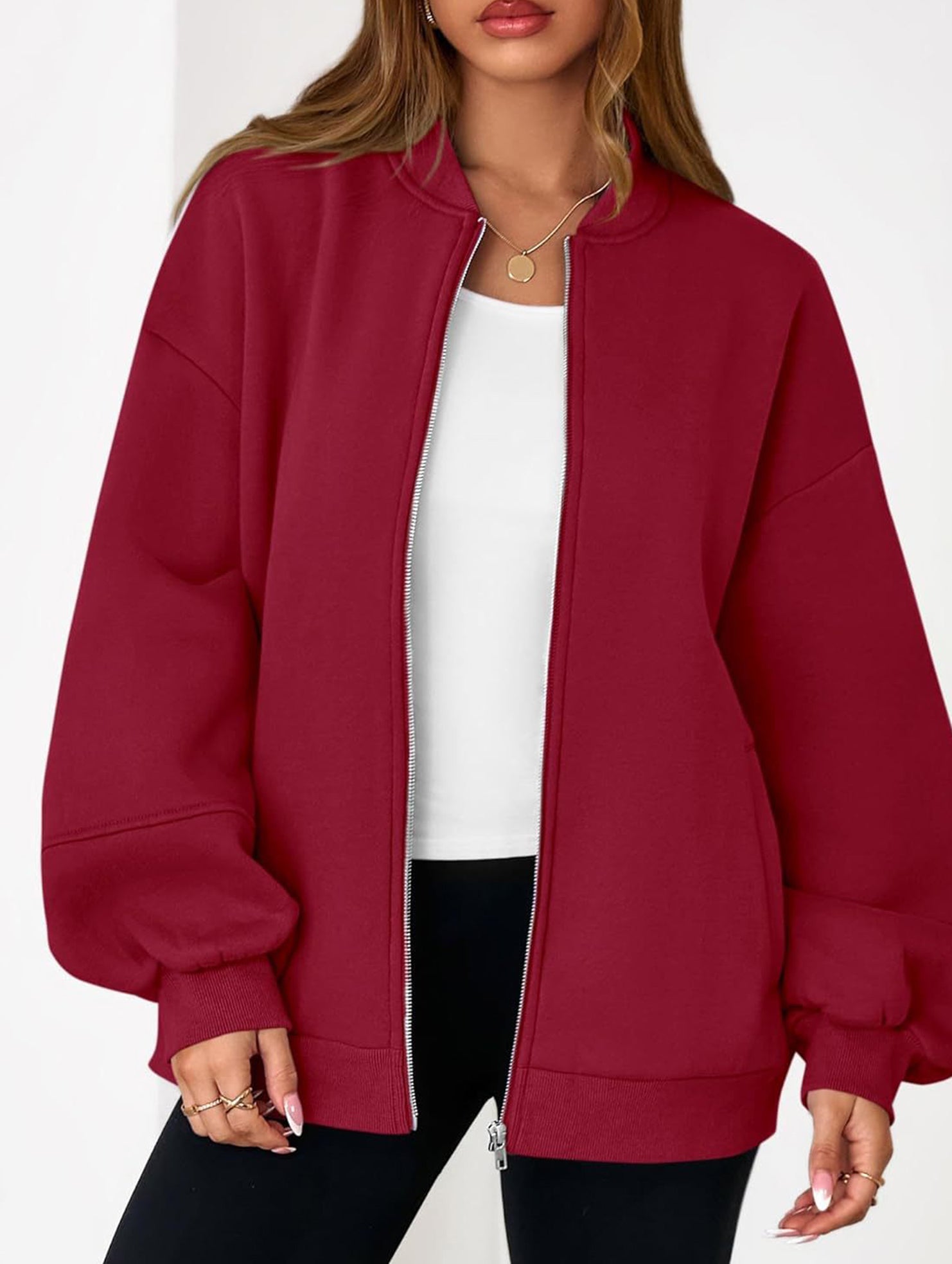 casual zip-up sweatshirt jacket