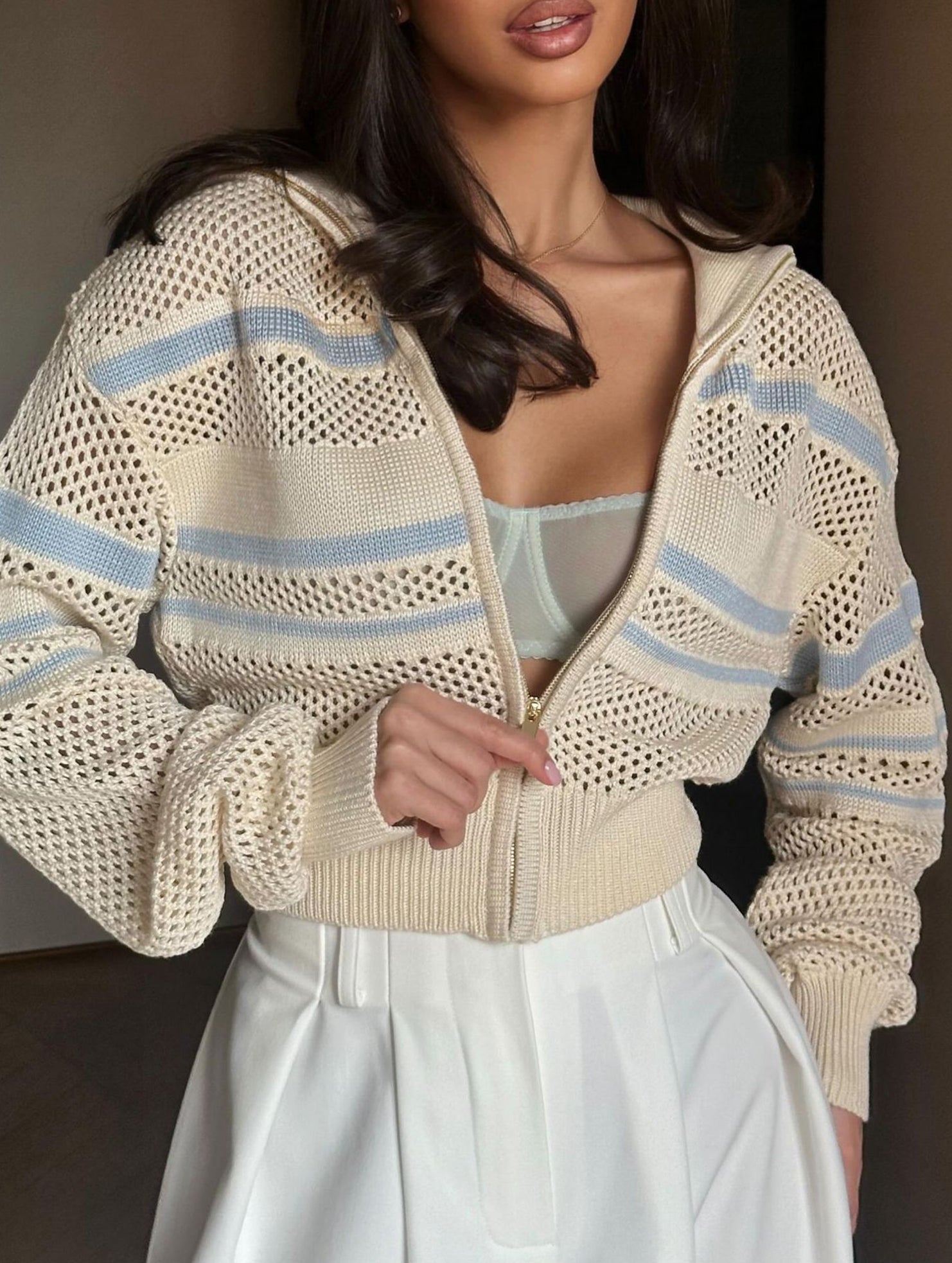 Casual hollow long-sleeved sweater