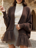 Ruffled mesh knit sweater