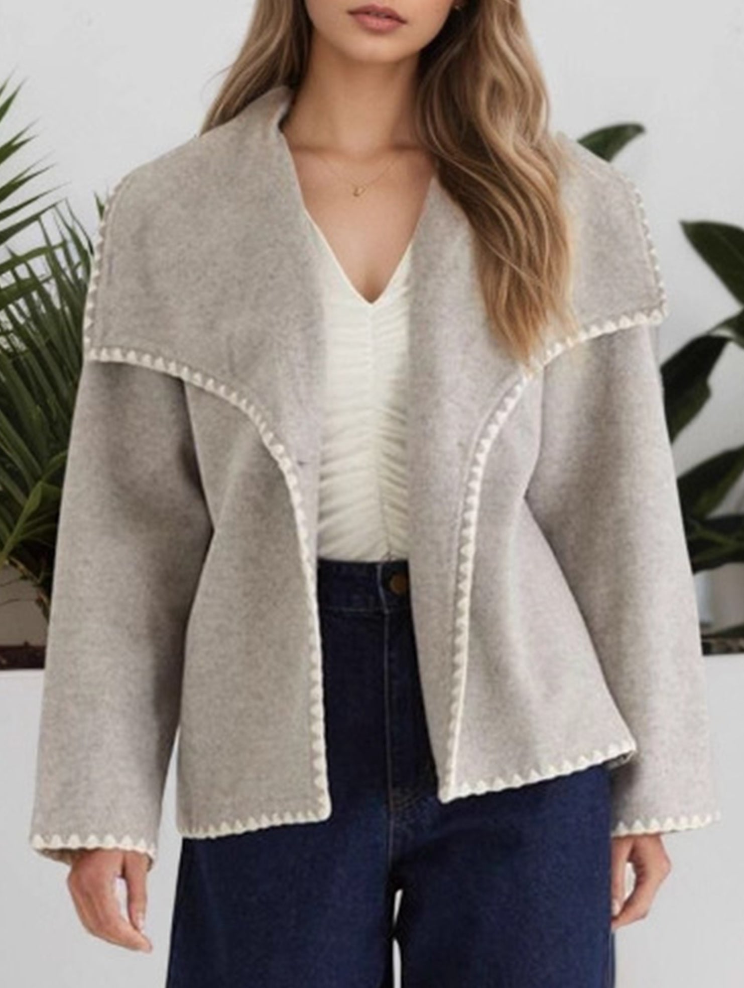 Casual contrast loose fit cardigan