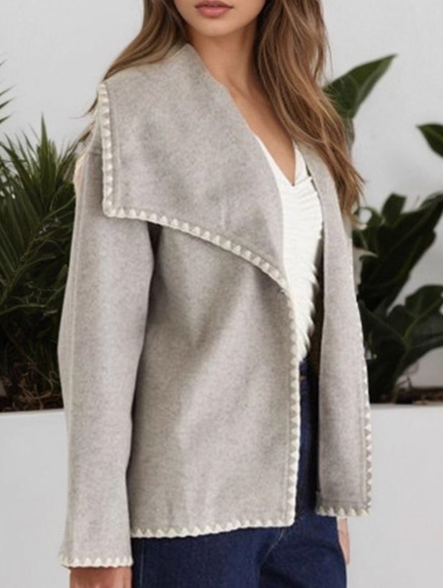 Casual contrast loose fit cardigan