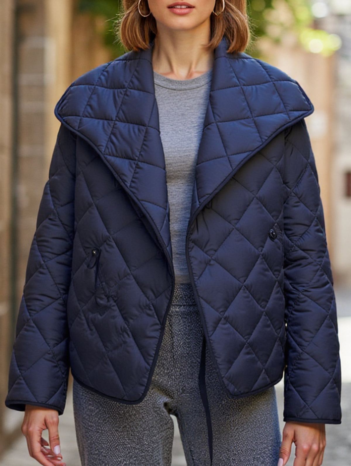 Fashion large lapel short cotton coat