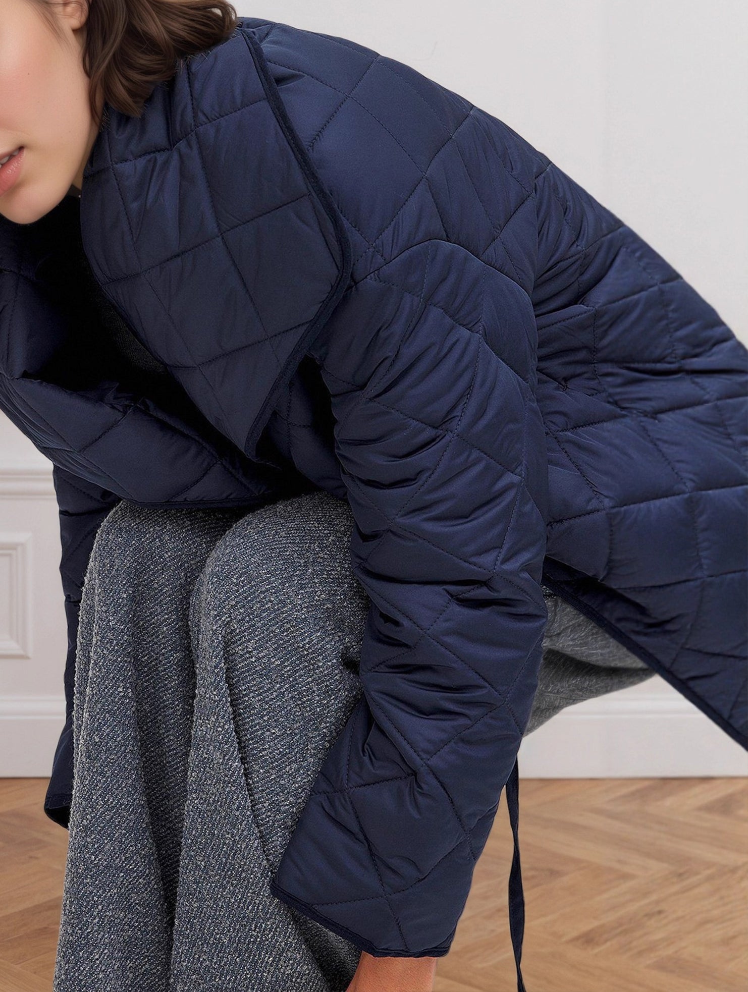 Fashion large lapel short cotton coat