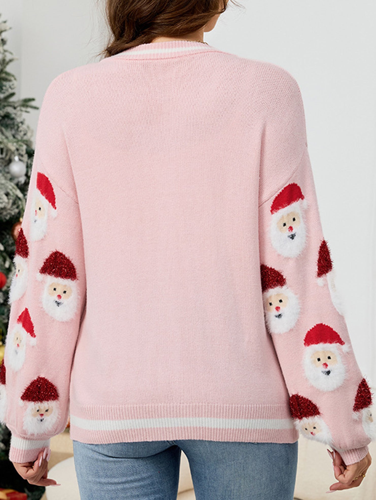 Casual Santa Jacquard Cardigan Sweater