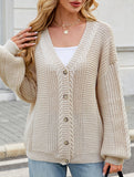Long-sleeved V-neck cable-knit cardigan