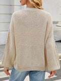Long-sleeved V-neck cable-knit cardigan