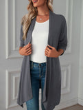 Casual long solid color long-sleeved cardigan