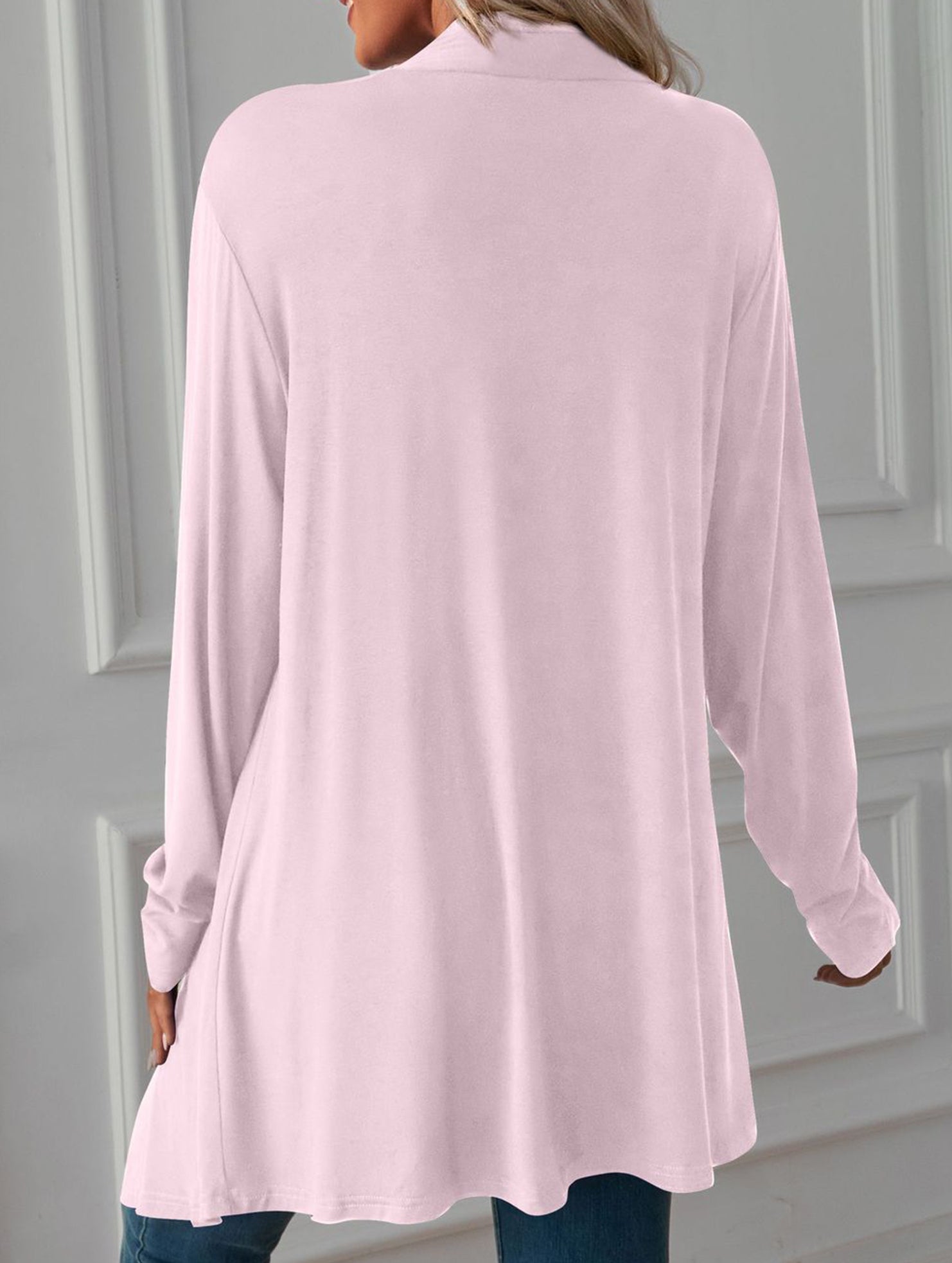 Casual long solid color long-sleeved cardigan