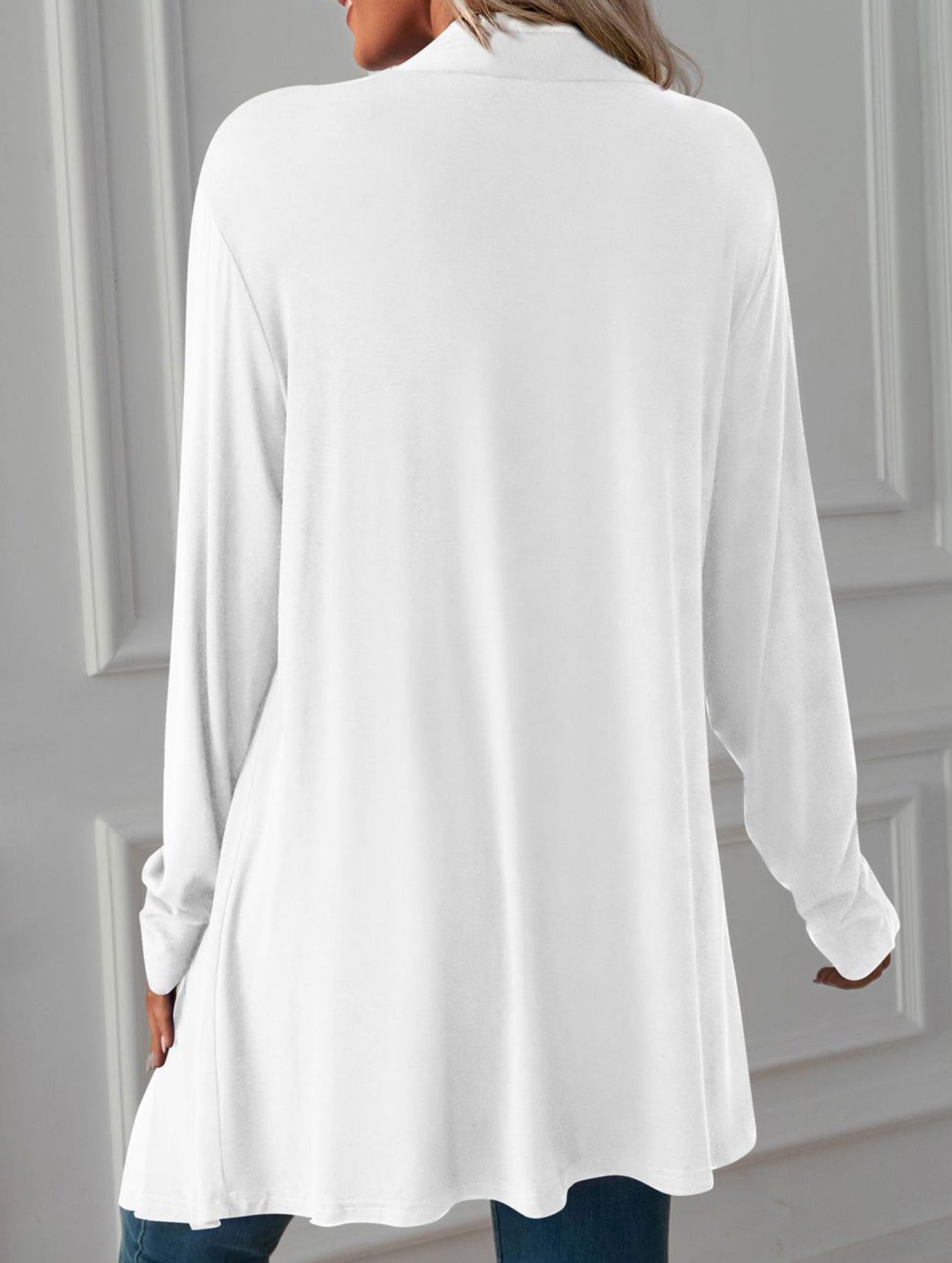 Casual long solid color long-sleeved cardigan