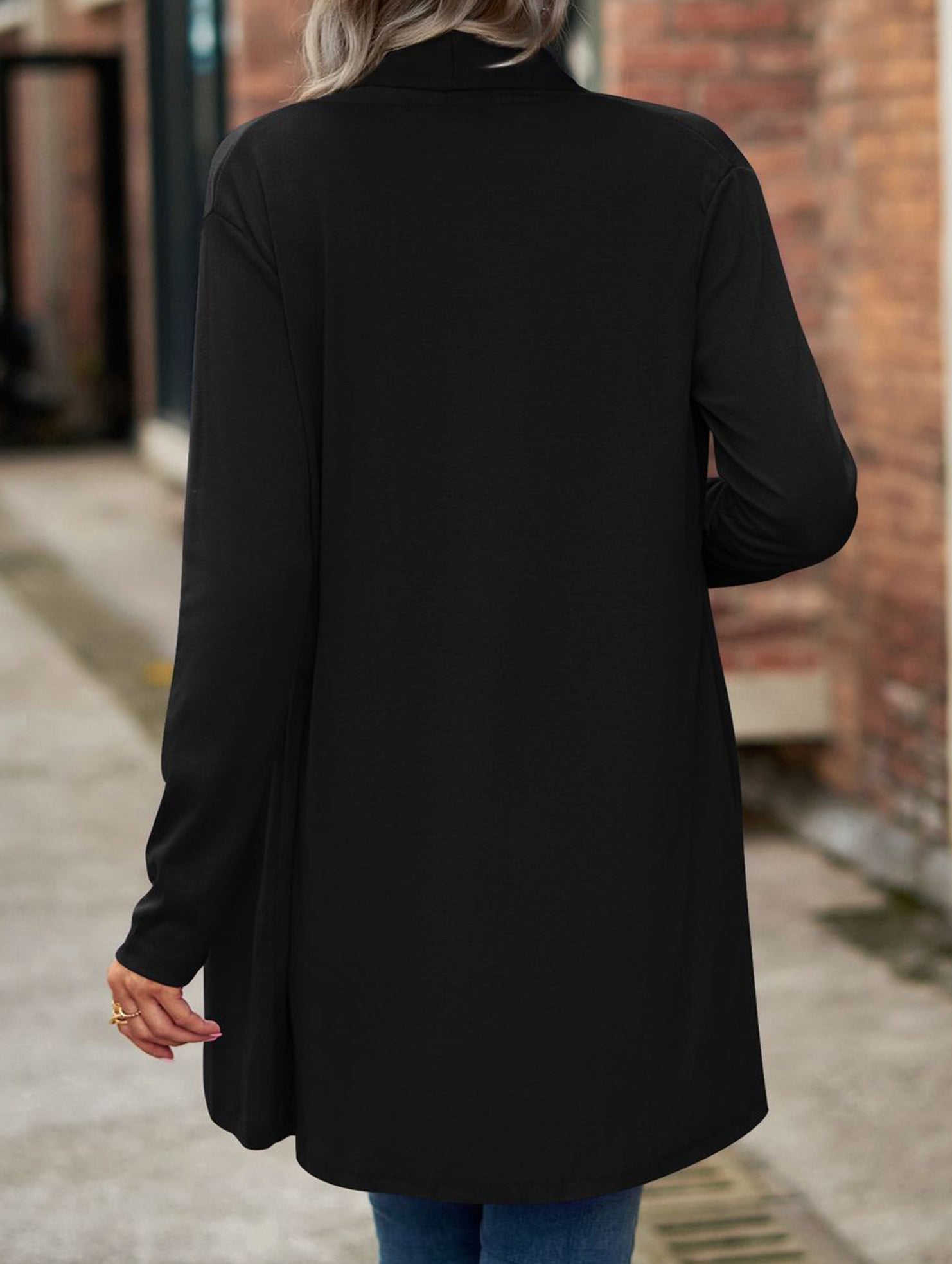 Women's knitted solid color loose cardigan