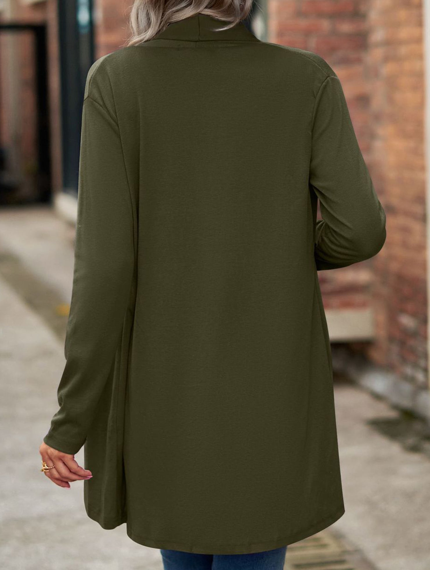 Women's knitted solid color loose cardigan