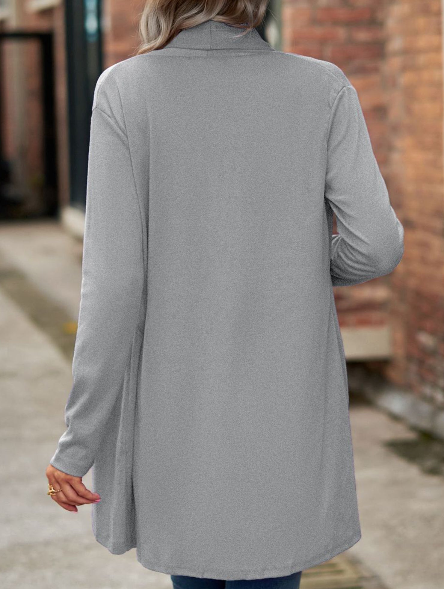 Women's knitted solid color loose cardigan