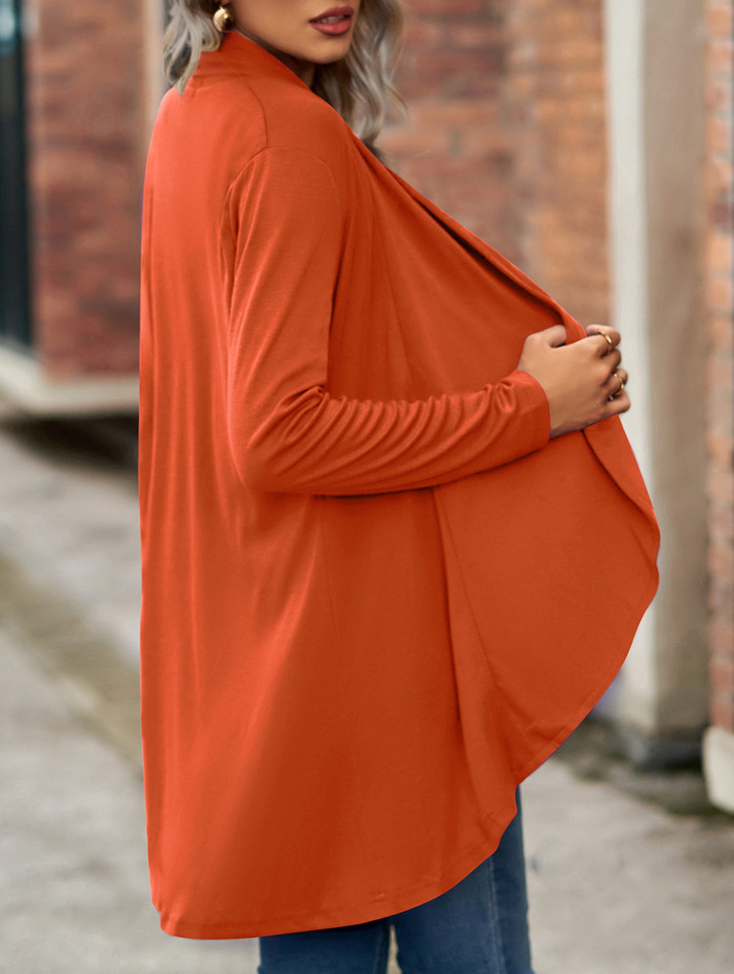 Women's knitted solid color loose cardigan