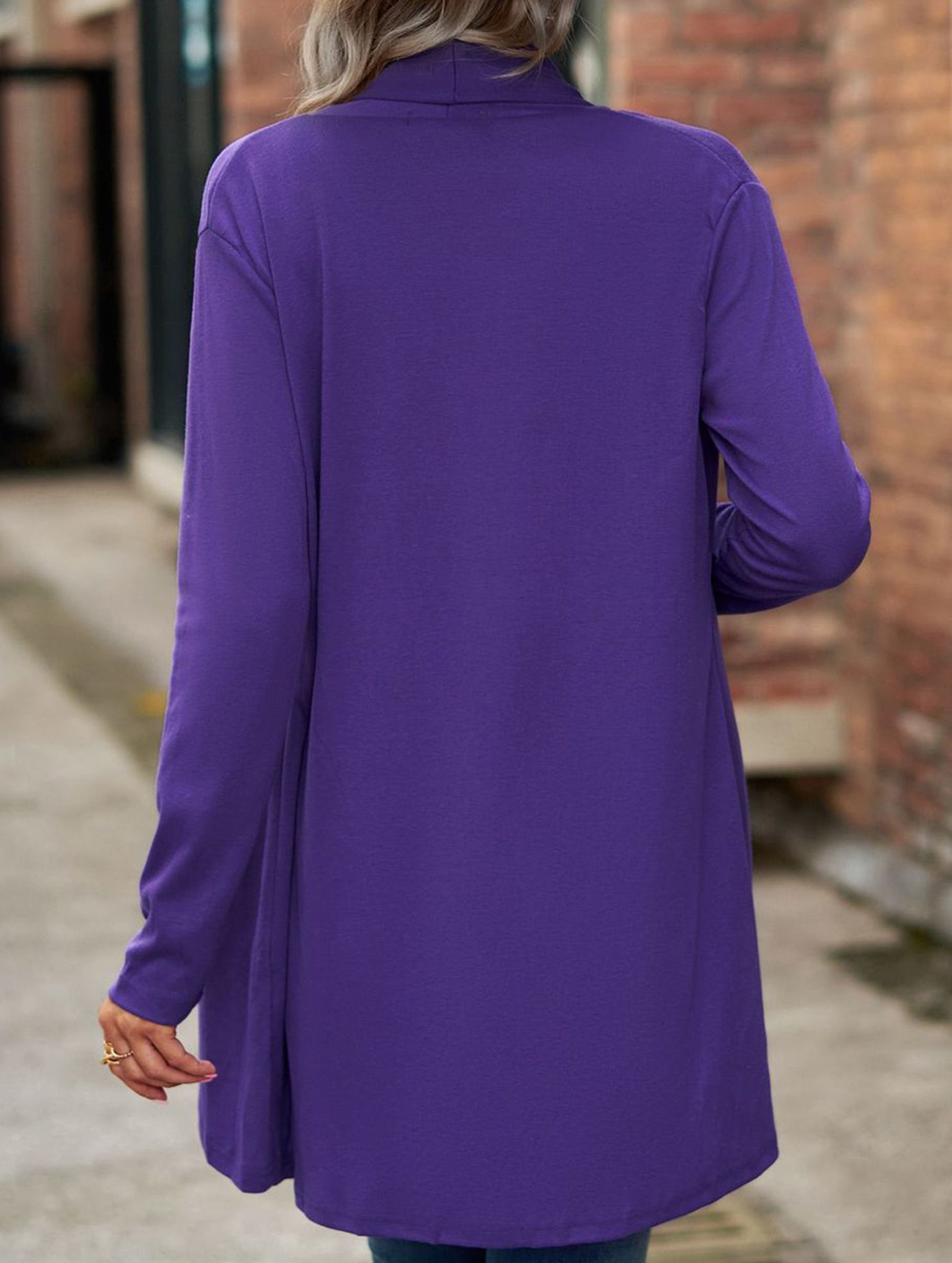 Women's knitted solid color loose cardigan