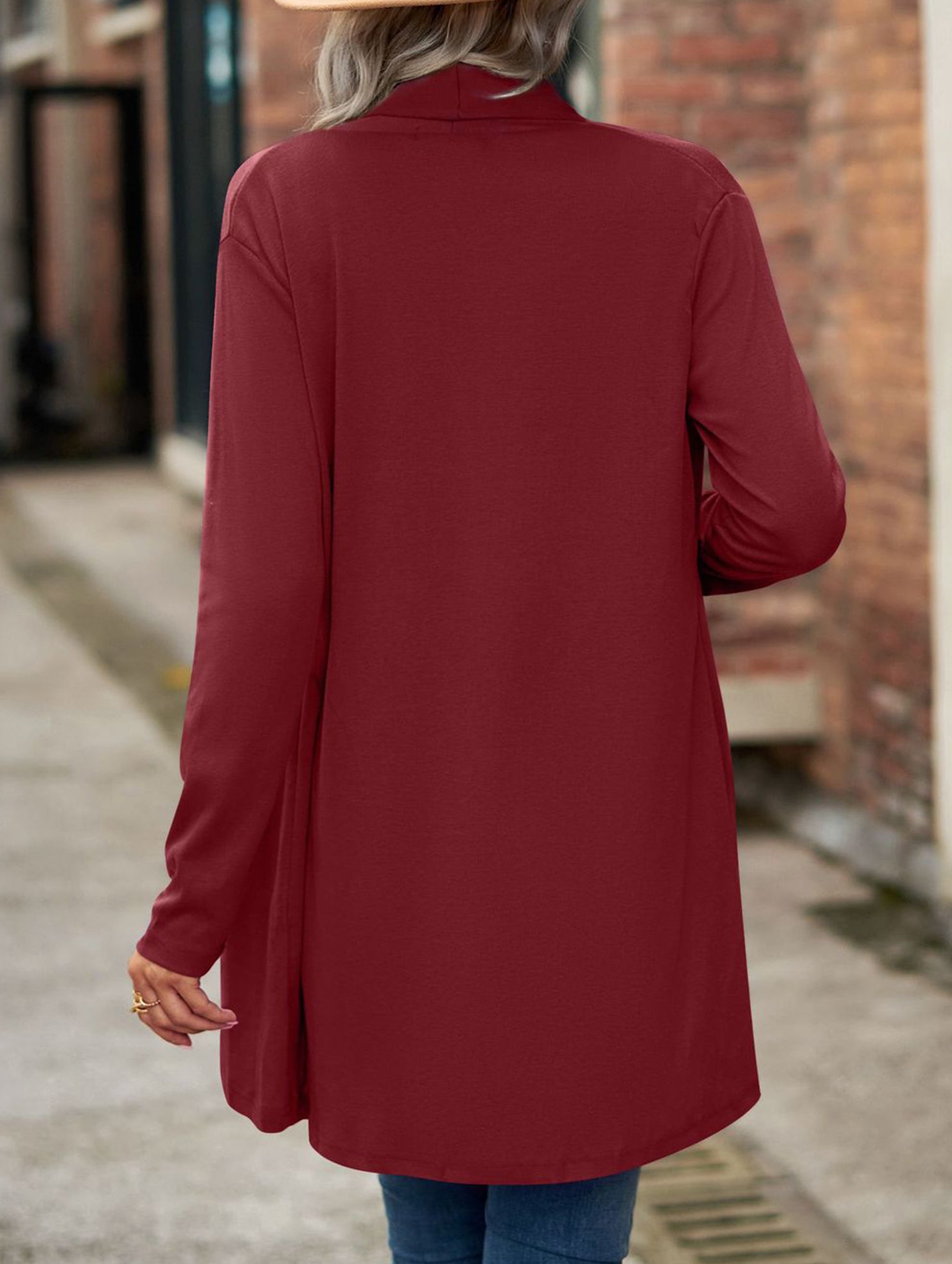 Women's knitted solid color loose cardigan