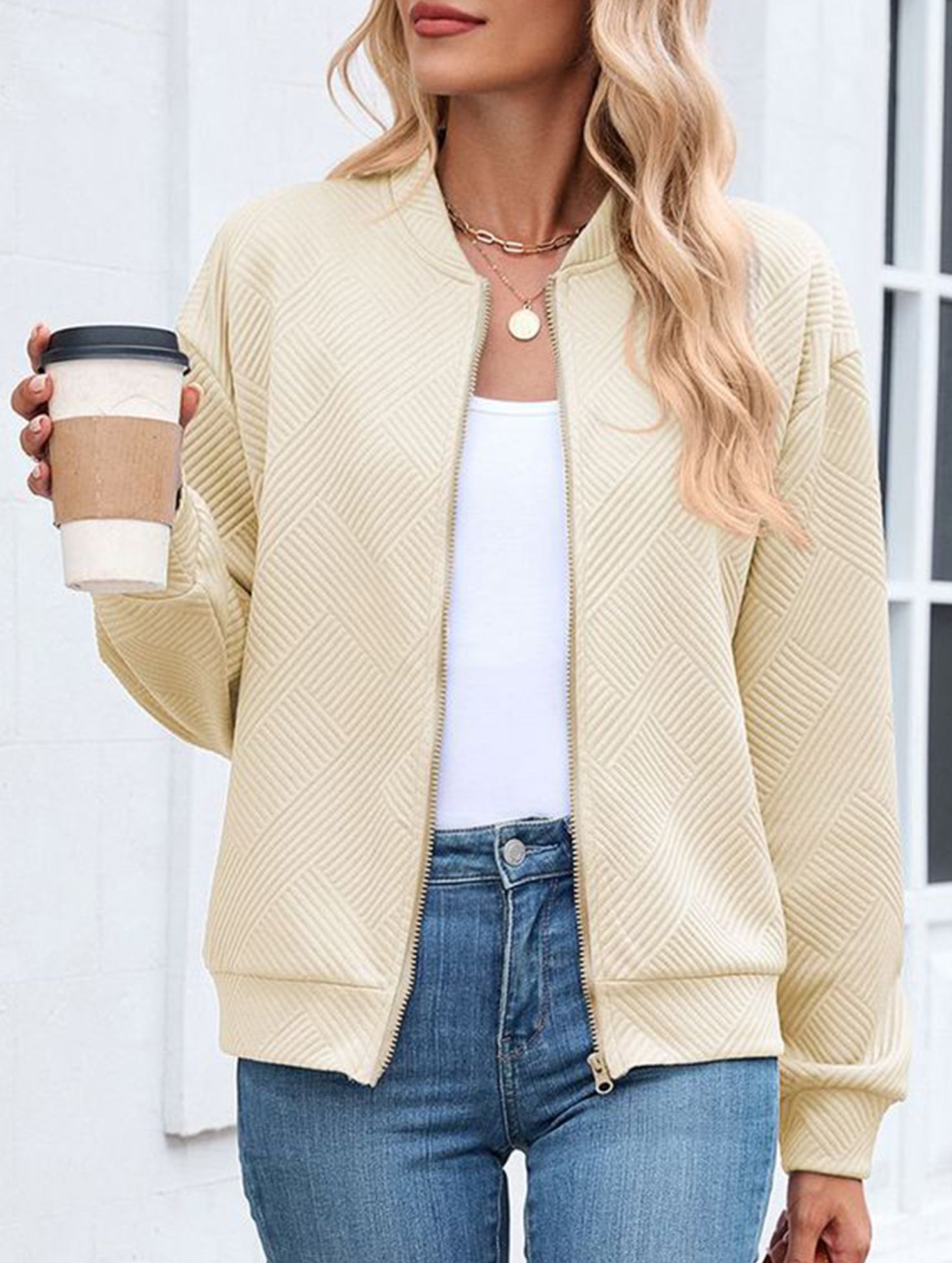 Crew neck zipper loose long sleeve sweatshirt