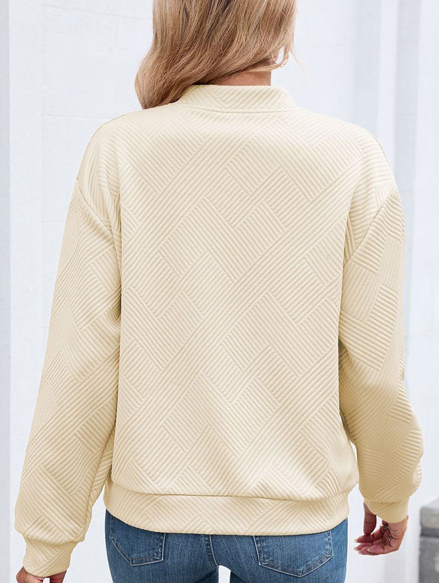 Crew neck zipper loose long sleeve sweatshirt