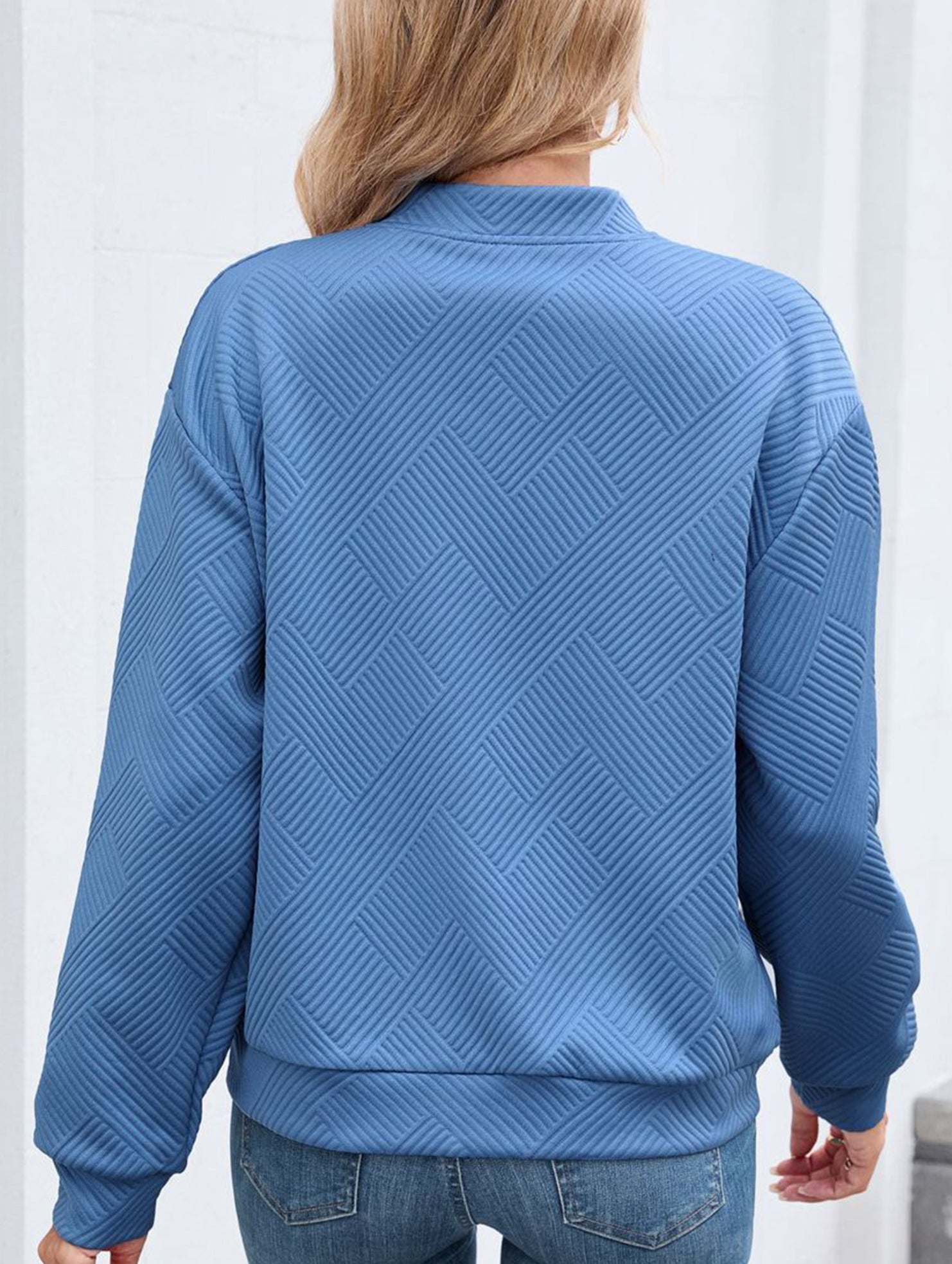 Crew neck zipper loose long sleeve sweatshirt