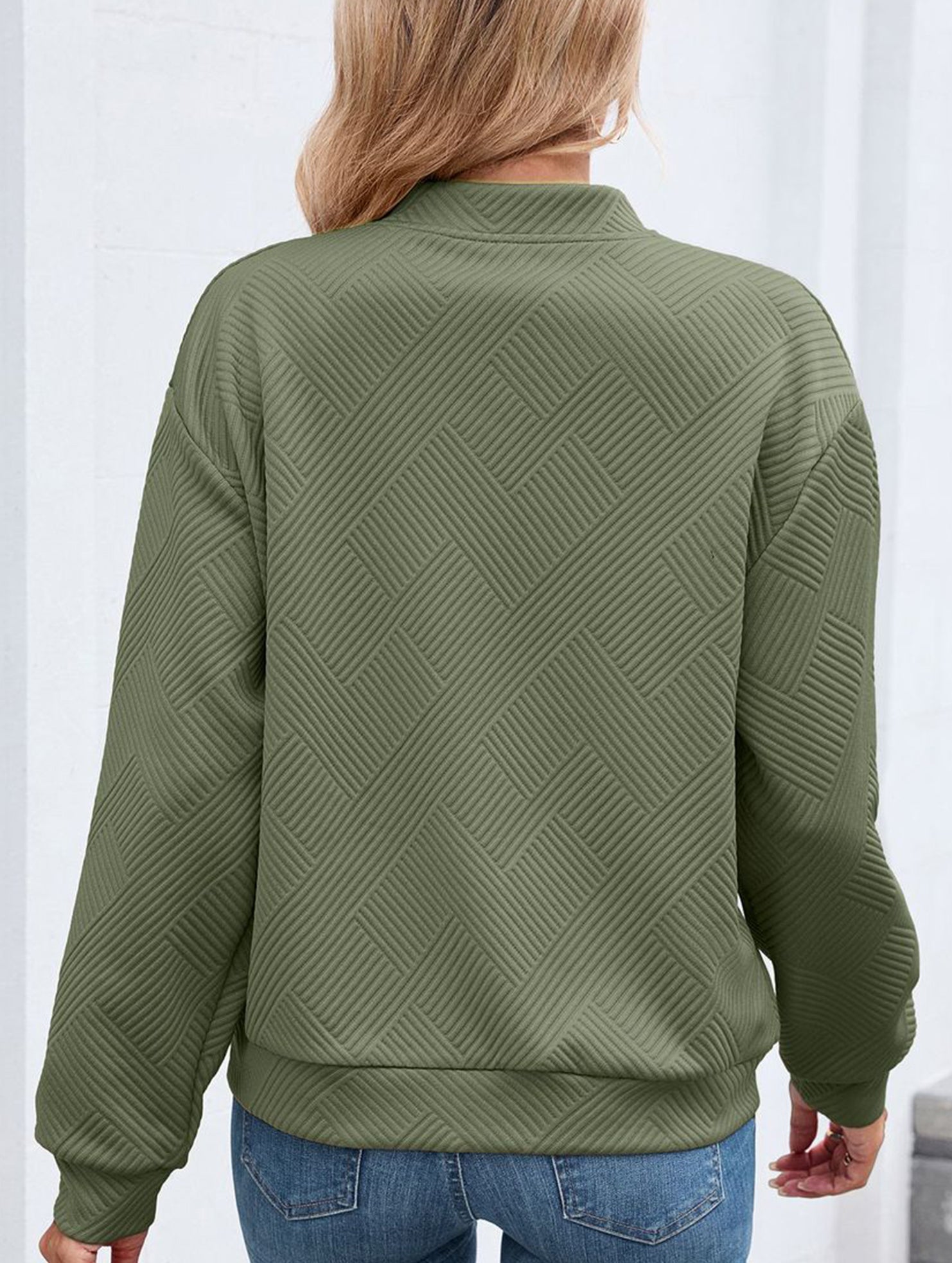 Crew neck zipper loose long sleeve sweatshirt