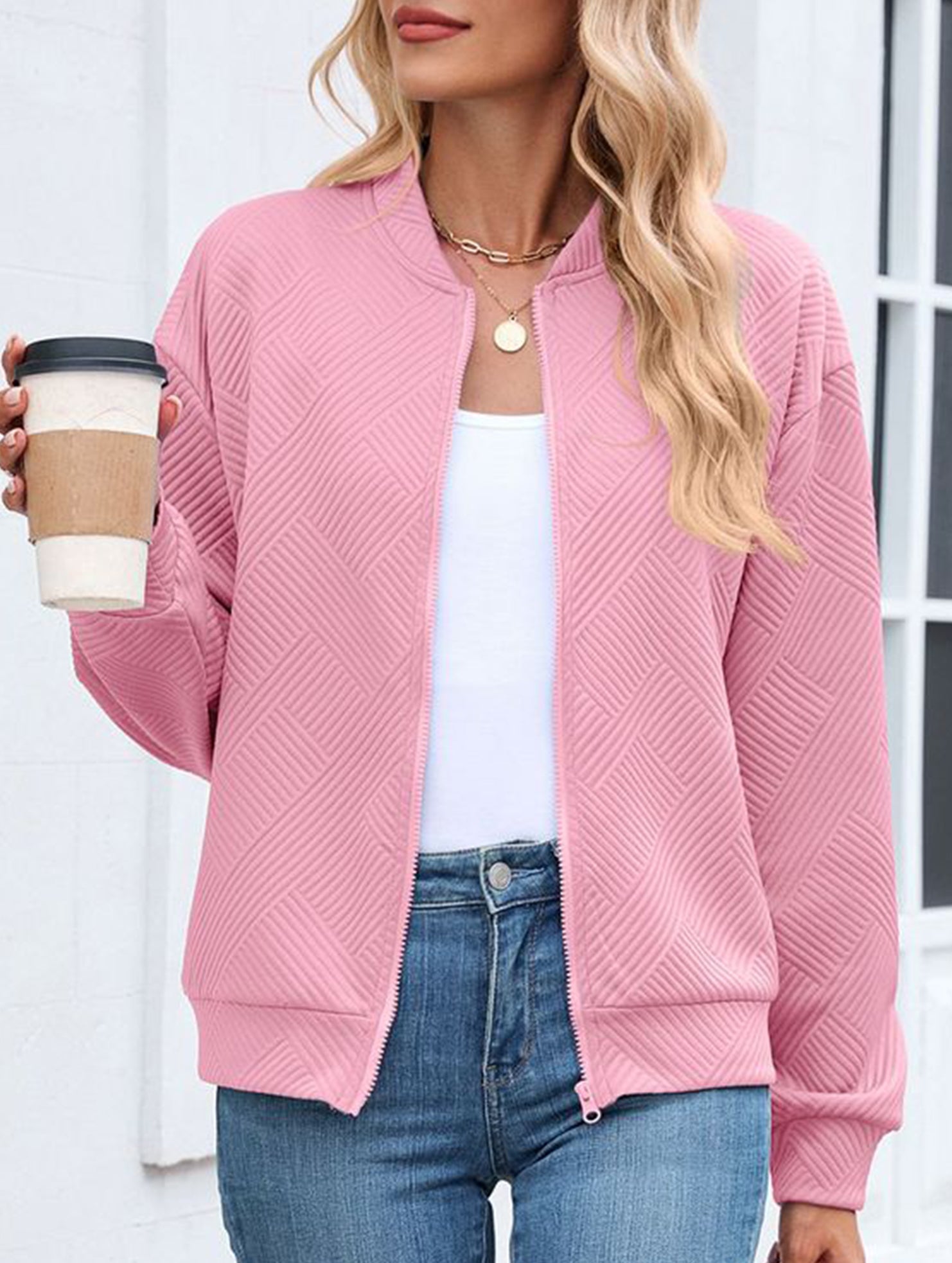 Crew neck zipper loose long sleeve sweatshirt