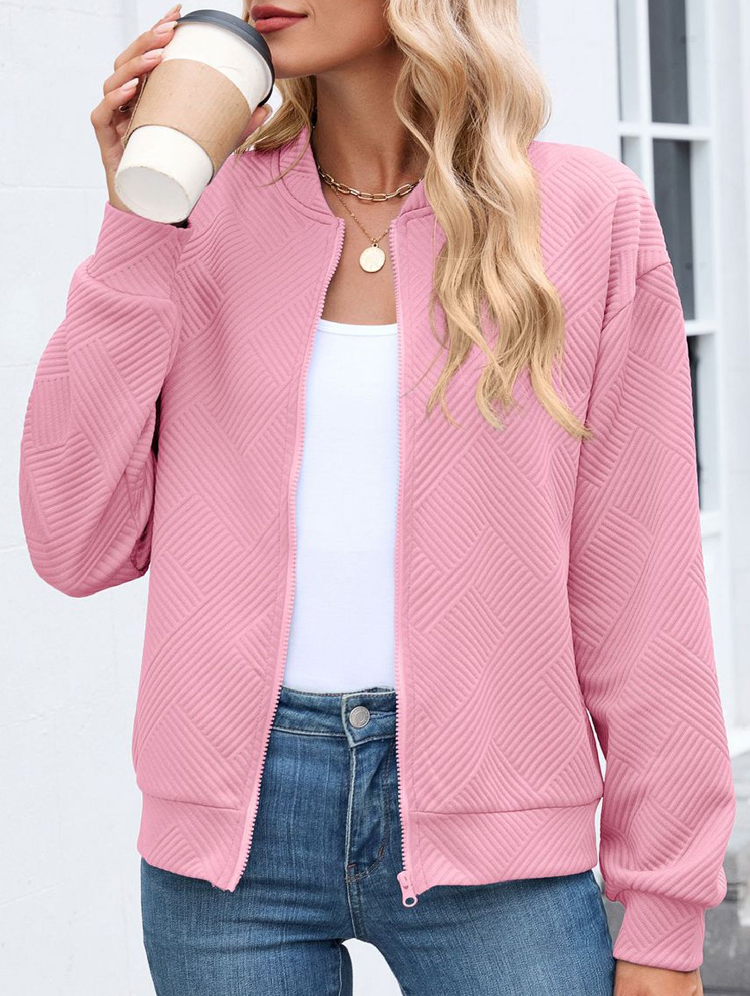 Crew neck zipper loose long sleeve sweatshirt