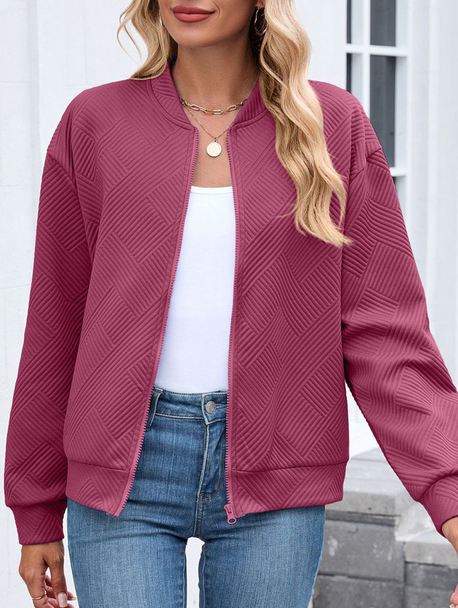 Crew neck zipper loose long sleeve sweatshirt