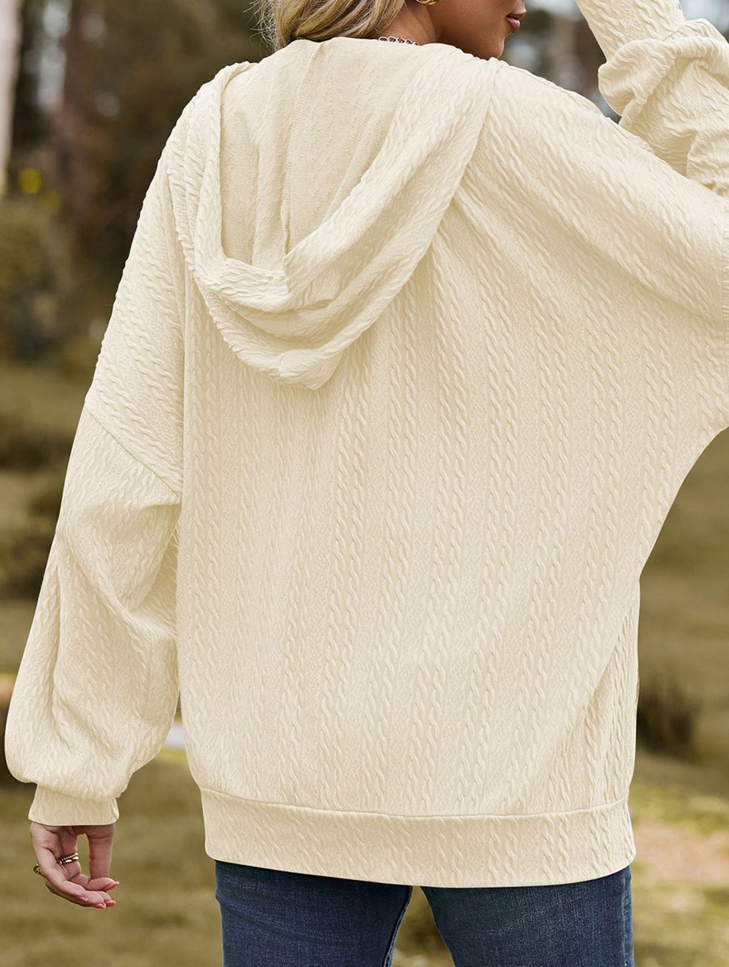 Pocket long-sleeved loose hooded sweatshirt