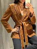 Retro hot sale lace-up small suit jacket