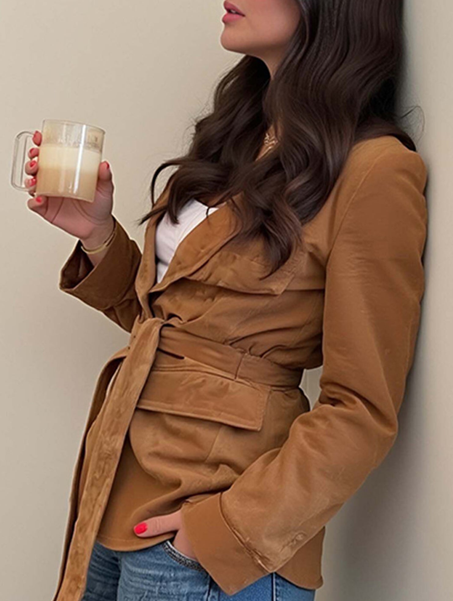 Retro hot sale lace-up small suit jacket