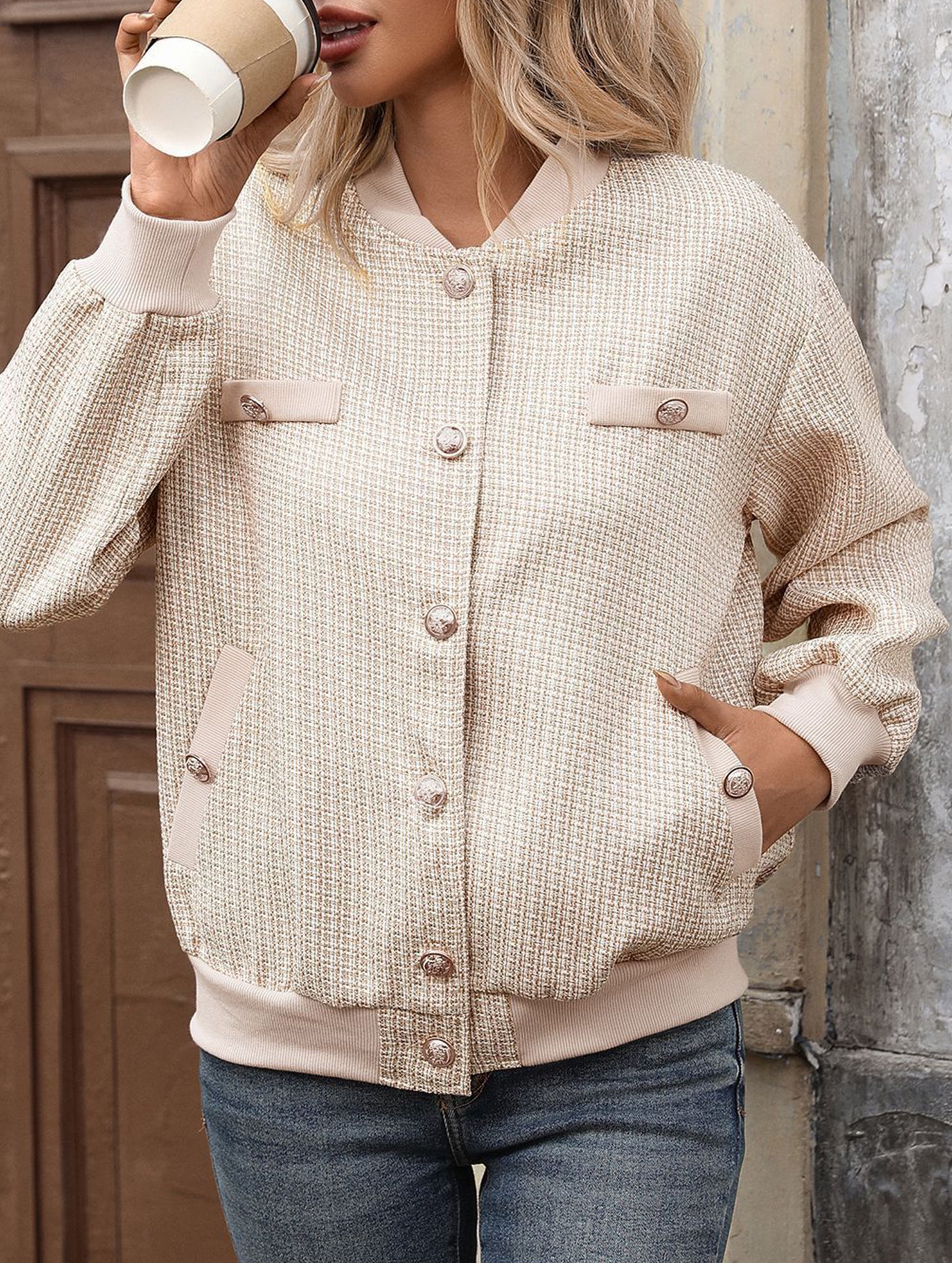 Versatile Cardigan Baseball Collar Women's Jacket