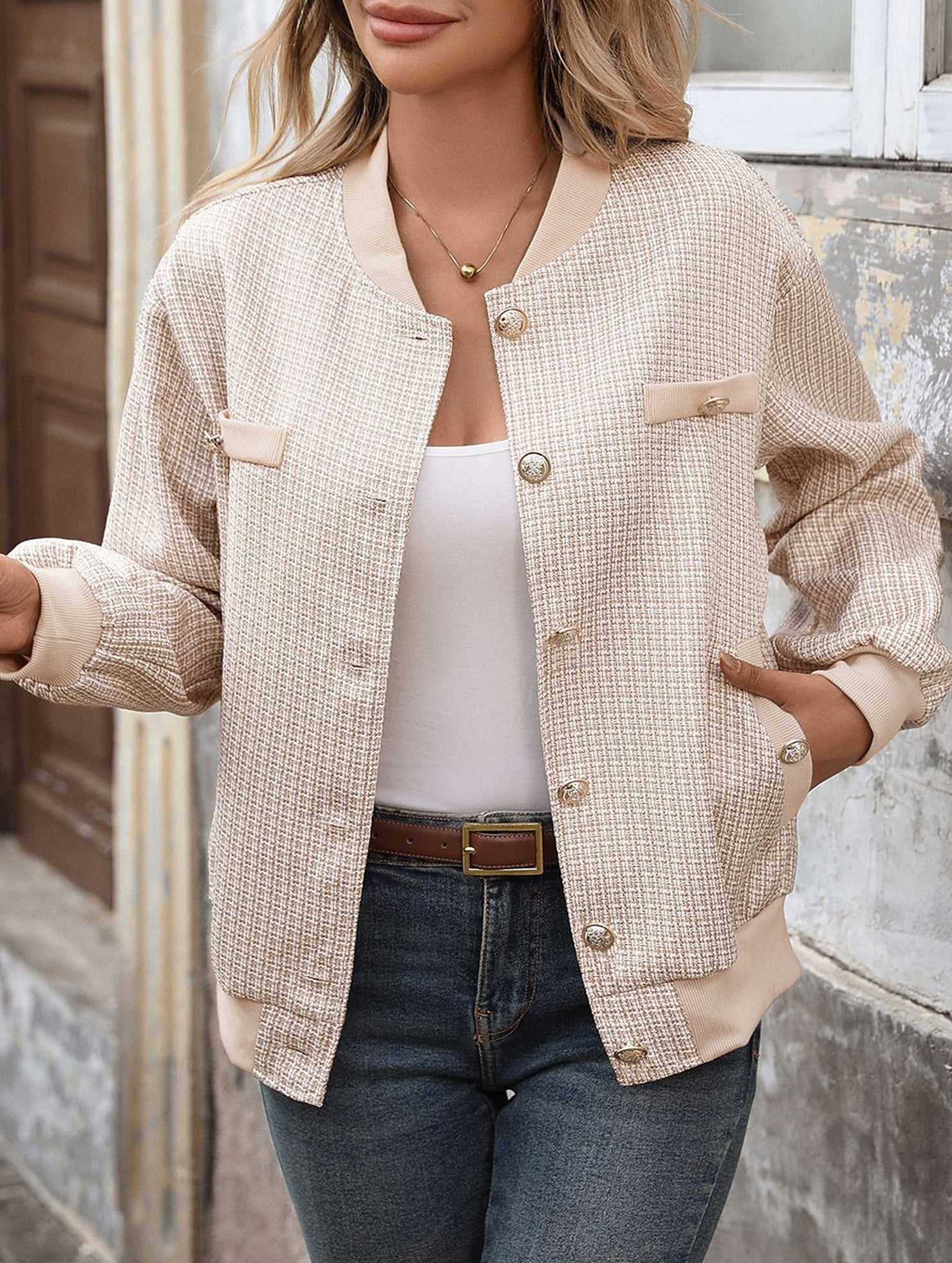 Versatile Cardigan Baseball Collar Women's Jacket