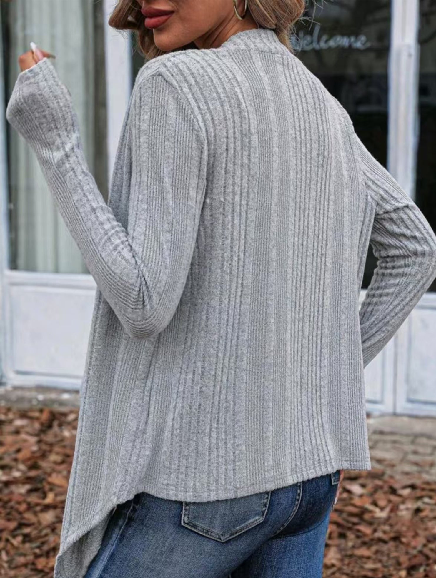 Casual ribbed knit cardigan
