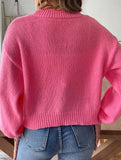 Women's pink button-down knit cardigan