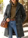 Retro plaid mid-length lapel coat