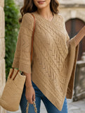 Casual cable knit loose cape sweater cardigan