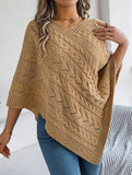 Casual cable knit loose cape sweater cardigan
