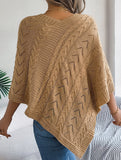 Casual cable knit loose cape sweater cardigan