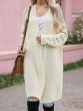 Solid color long knit cardigan
