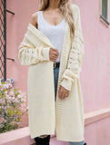 Solid color long knit cardigan