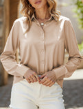 Casual long-sleeved satin shirt